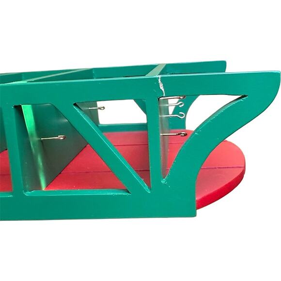 Vintage 12" Red/Green Sled Shadow Box Display for Christmas Decor Ornaments - Picture 9 of 10